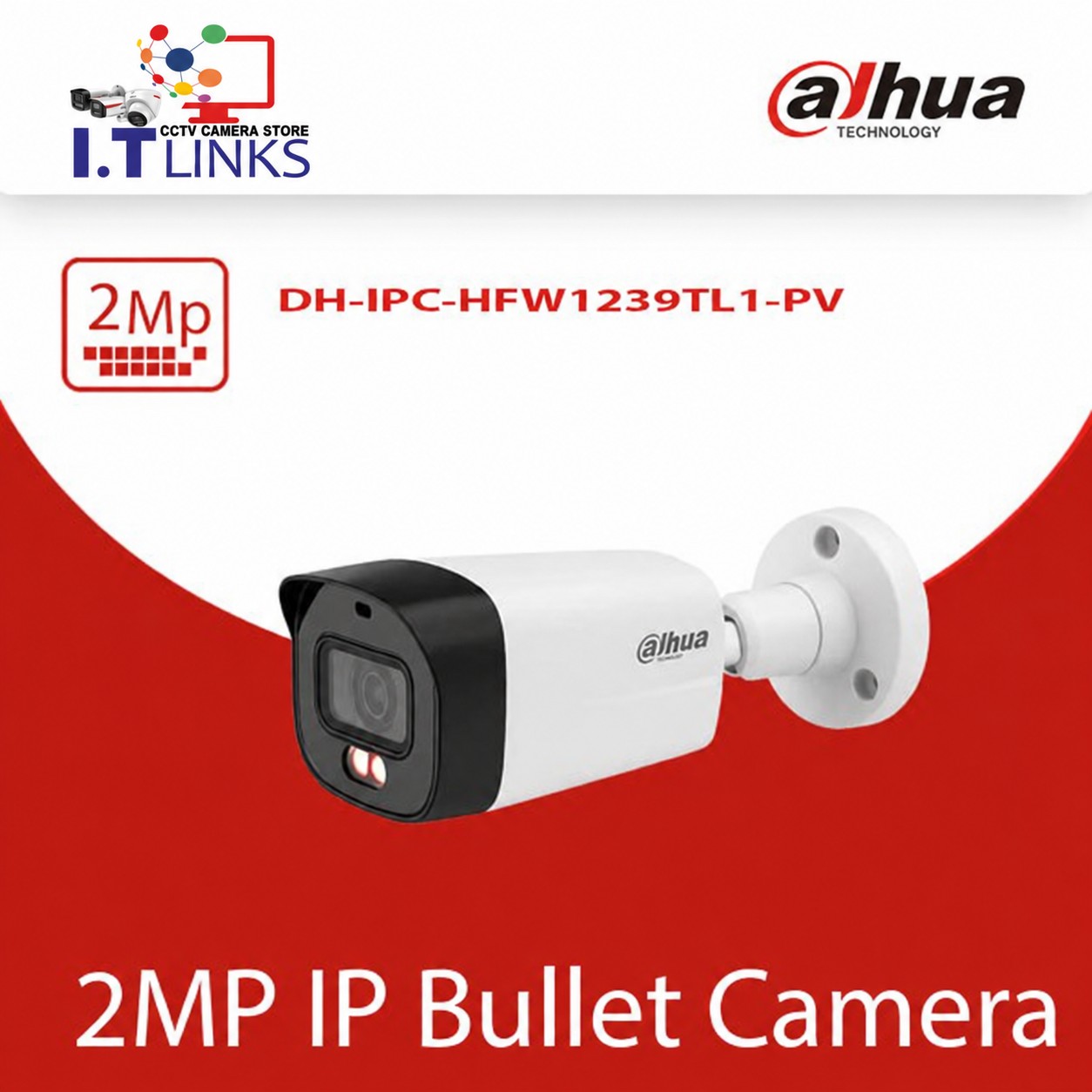 Dahua 2MP Two-Way Talk Bullet Camera - DH-IPC-HFW1239TL1-PV-S6