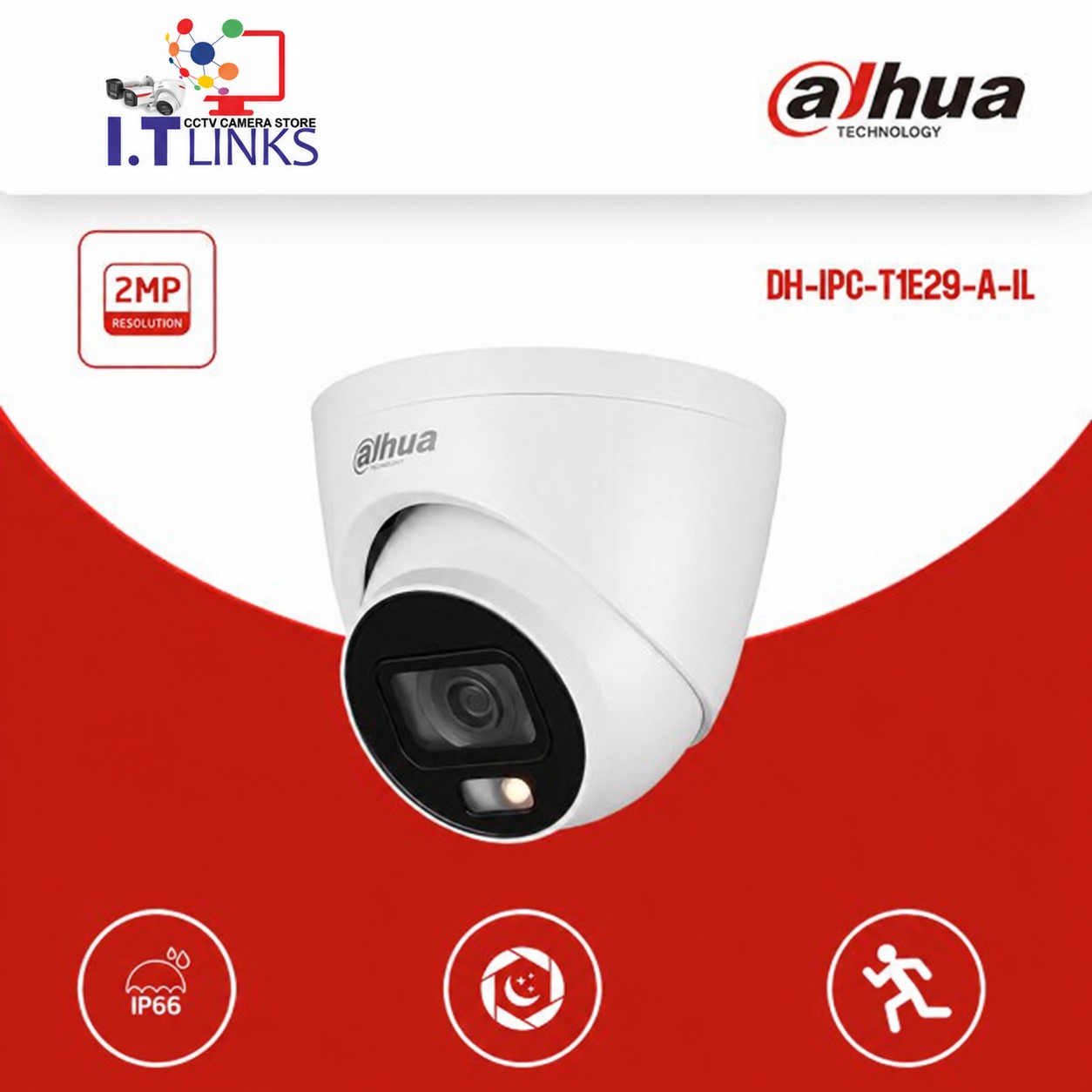 Dahua 2MP IP Turret Camera - DH-IPC-T1E29-A-IL