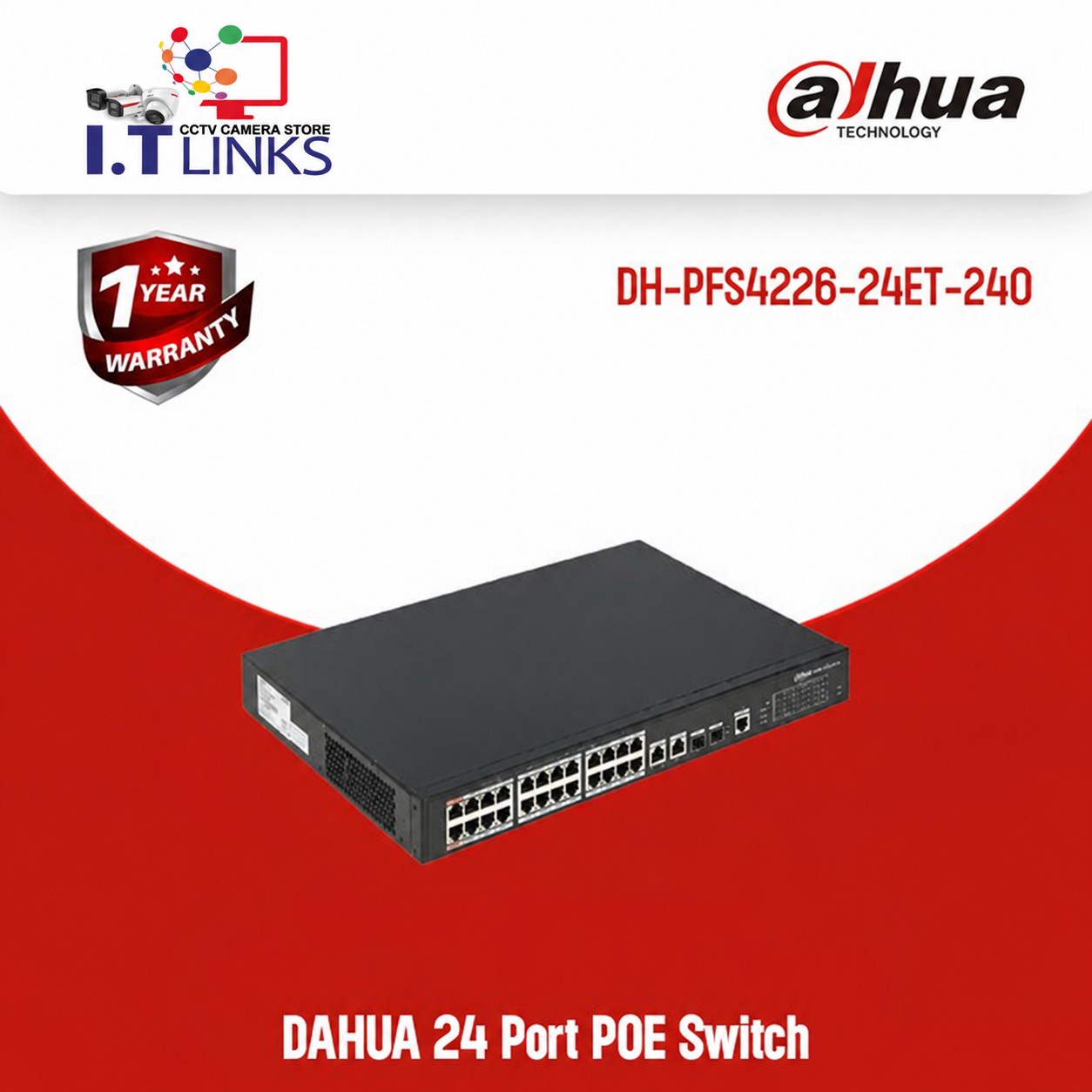 Dahua 24-Port PoE Switch - DH-PFS4226-24ET-240
